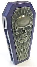 Eclipse Purple Skull Design Crushproof Metal Coffin Shaped Cigarette Case, 100s picture