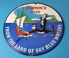 Vintage Hamms Beer Sign - Alcohol Brewery Bear Blue Water Pump Porcelain Sign picture