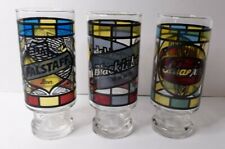  3 Vintage (Stained Glass) Black Label-Falstaff-Schaefer 12oz Glasses picture