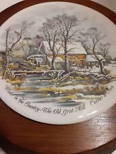 Vintage Winter in the Country The Old Grist Mill Tile/ Wood Currier & Ives picture