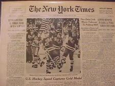 VINTAGE SPORTS NEWSPAPER HEADLINES~ USA HOCKEY TEAM WINS OLYMPIC GOLD MEDAL 1980 picture