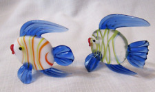 2 Art Glass Angel Fish Murano Style Applied Fins and Lips picture