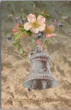 1908 EASTER Embossed Postcard Silver Bell / Flowers 