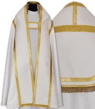White Roman Cope with stole Vestment Capa pluvial Blanca Piviale Bianco KTB25 picture