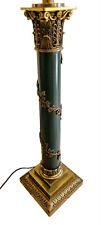 VTG Green Neoclassical Column Stiffel Torchiere Enamel & Brass Tall Table Lamp picture