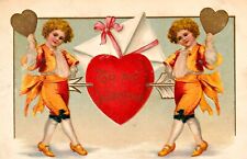 To My Valentine - Children Holding Hearts - IAP Vintage Postcard C1909 picture