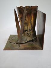 Rare Unique Coper/Brass/Steel Cowboy Boot Booked End Ooak Metal Work  picture