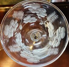 1940's Art Deco Etch Floral Nick Nora Cocktail Glass Barware 4 Design Libbey-8 picture