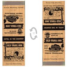 Vtg Matchbook Cover Old Trail Inn Putnamville IN 1940s hotel map covered wagon picture