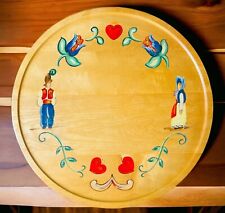 LAZY SUSAN TOLEWARE SCANDINAVIAN VTG FOLK ART 16” G.H. SPECIALTY CO HAND-PAINTED picture
