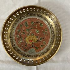 Penco Vintage Hand painted Decorative  Bowl Brass And Enamel picture