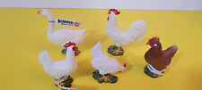 Schleich 5 WHITE BROWN HEN Chicken Rooster Goose Domestic Farm Animals Retired picture