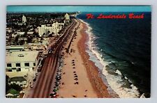 Ft Lauderdale FL-Florida, Beach on Ft Lauderdale Atlantic Ocean Vintage Postcard picture