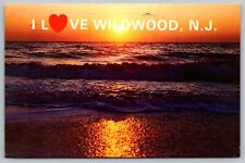 Wildwood NJ New Jersey Ocean Beach Shore Sunset Postcard PM S Jersey NJ Cancel picture