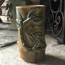 Vintage Ceramic Vase Signed Green 1970s Pottery Handcrafted Mid Century Modern picture