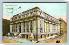 New York City NY, New Custom House, Waving American Flag, c1909 Vintage Postcard picture