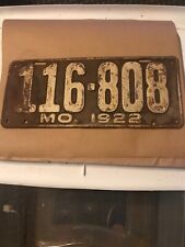 Rare 1922 Missouri License Plate No. 116-808 picture