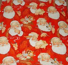VTG HALLMARK STORE CHRISTMAS WRAPPING PAPER GIFT WRAP SANTA 2 YARDS picture
