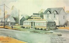 Decorah IA Iowa Clarksville Diner Artist Drawing Pat Tindall Vtg Postcard C25 picture