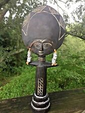 Vintage 13/6 GHANA Made MASK African Native Woman Head Dress Pedestal Stand ❤️j8 picture