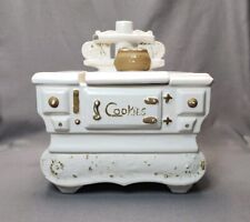 Vintage McCoy Pottery White Old Timey Cast Iron Stove Oven Cookie Jar Canister picture