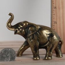 Vintage Metal Brass Elephant Figurine Small Trunk Up Made In ENGLAND picture