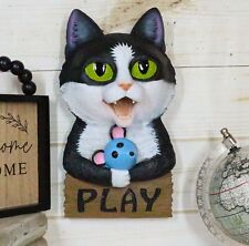 Whimsical Crazy For Cats Feline Kitty Black Cat Play Door Or Wall Hanging Sign picture