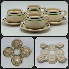 4 Demitasse Cups & Saucer Carr China Grafton WV USA Glo Tan Restaurant Ware picture
