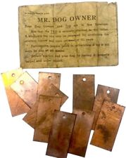 Dog License Copper Blanks With Envelope Ordinance Number On Envelope Vintage picture