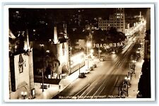 c1940's Hollywood Boulevard At Night Hollywood California CA RPPC Photo Postcard picture