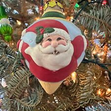 Hand Painted Santa Claus Christmas Tree Ornament Vintage Holiday Decor Unique Gi picture