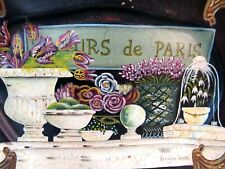 Tam San Designs KATHRYN WHITE NC Hand Painted PARIS APARTMENT FLOWER MARKET TRAY picture