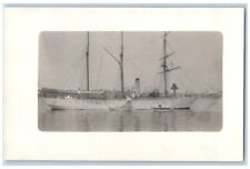 c1910's Sailing Steamship Life Boats View New London CT RPPC Photo Postcard picture