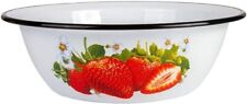 0.8 L White Enameled Mixing Bowl with Strawberry Decal, made in Russia picture