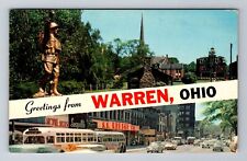 Warren OH-Ohio, General Banner Greetings, Town, Antique, Vintage c1961 Postcard picture
