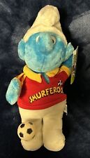 Vintage 1982 Smurf  Peyo SMURFEROOS PLUSH SOCCER FIGURE 13 INCHES picture