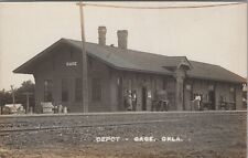 Santafe Railroad Depot Gage Oklahoma c1910s RPPC Photo Postcard picture