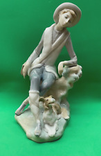 Lladro #4659 Shepherd Boy Sitting with Dog 1971 No Box Porcelain Figurine Spain picture