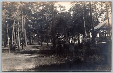 Higgins Lake Roscommon Michigan c1910 RPPC Real Photo Postcard Trees Path Cabins picture