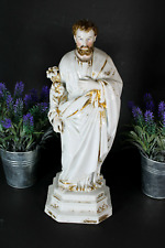 Antique large French vieux paris porcelain holy saint joseph figurine statue picture