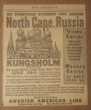 1932 Swedish American Line Steamship Cruise Ad North Cape, Russia Kungsholm picture