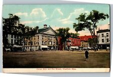 Corner Main and Elms Streets, Westfield MA c1909 Vintage Postcard I32 picture