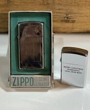 Vintage 1957 Zippo Slim W/ 1956 Late Dennison Box. & 1966 Slim.  PLEASE READ picture