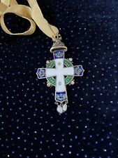 Russian 925 Enamel Orthodox Cross Pendant picture