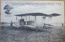 French Aviation 1910 Postcard, Breguet Pilot and Biplane Airplane, Aeroplane picture