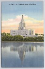 Idaho Falls LDS Temple Linen Postcard picture