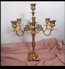 Vintage MCM Baldwin Brass 6 Arm 7 Hole Candle Candelabra Heavy picture