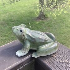 Vintage  Green Ceramic Setting Toad Frog Garden Statue/Home Decor 5.5”x7”x4” picture
