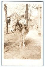 Birthday Party Postcard RPPC Photo Little Boy Riding Mule c1910's Antique picture
