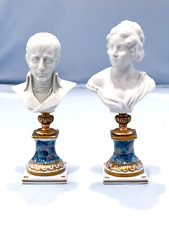 19th C White Bisque Porcelain Busts Napoleon Josephine Waterloo War Battle picture